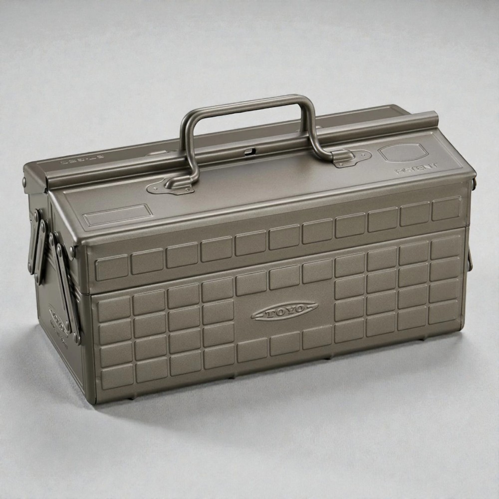 TOYO Steel 2-Tier Metal Tool Box ST-350TI Titanium Double Open Japan 2.6kg