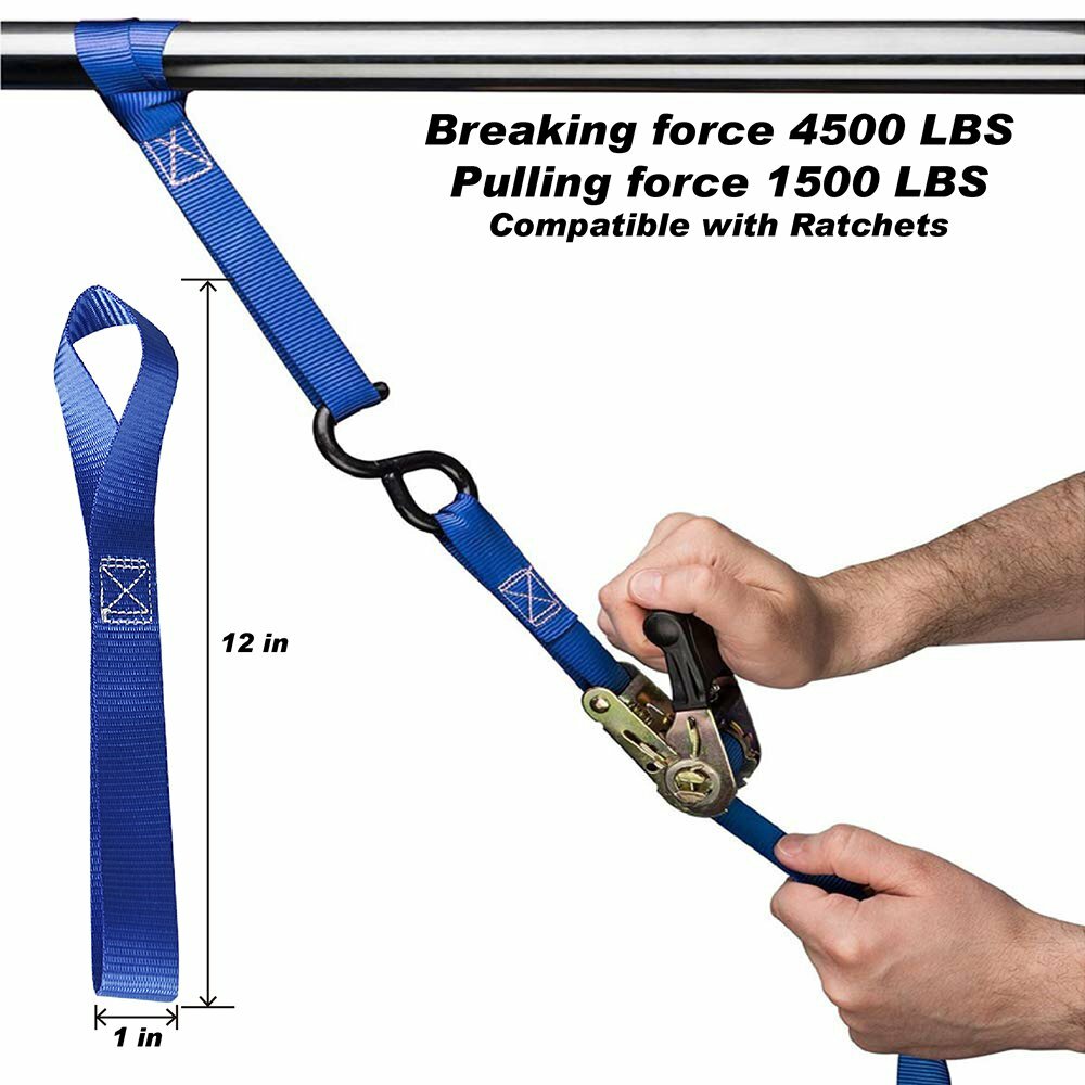 Soft Loop Tie Down Straps – 1,500Lbs Load Capacity & 4,500 Lbs Breaking Strength