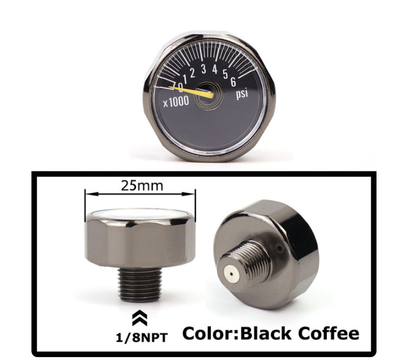 PCP Air Mini Micro Pressure Gauge Manometre Manometer 1/8BSP(G1/8) 1/8NPT M10 M8