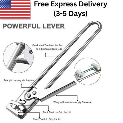 2X Adjustable Multifunctional Stainless Steel Can Opener Jar Lid Gripper Kitchen