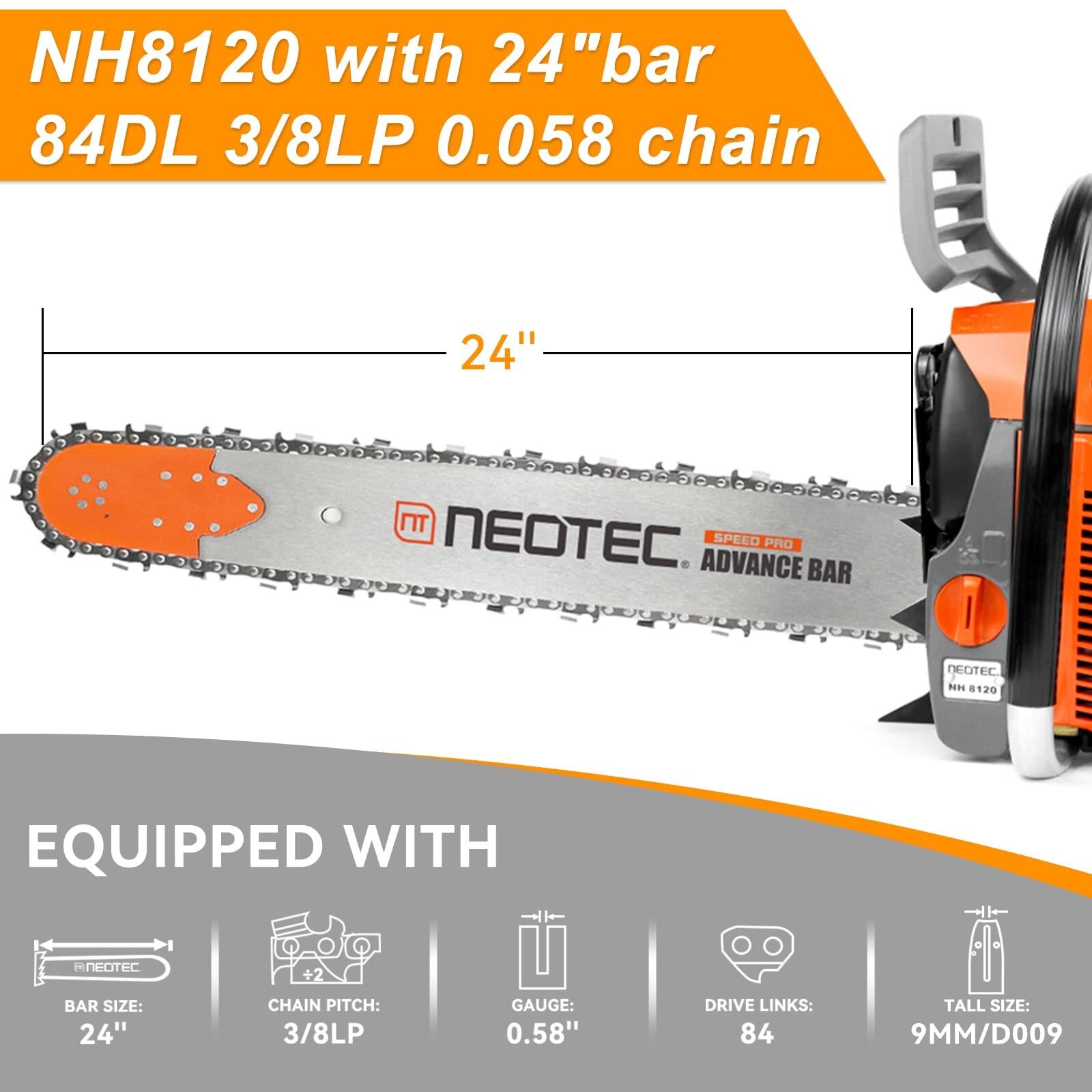 120cc Gas Chainsaw with 24” Bar Chain Compatible with Husqvarna 3120 XP Milling