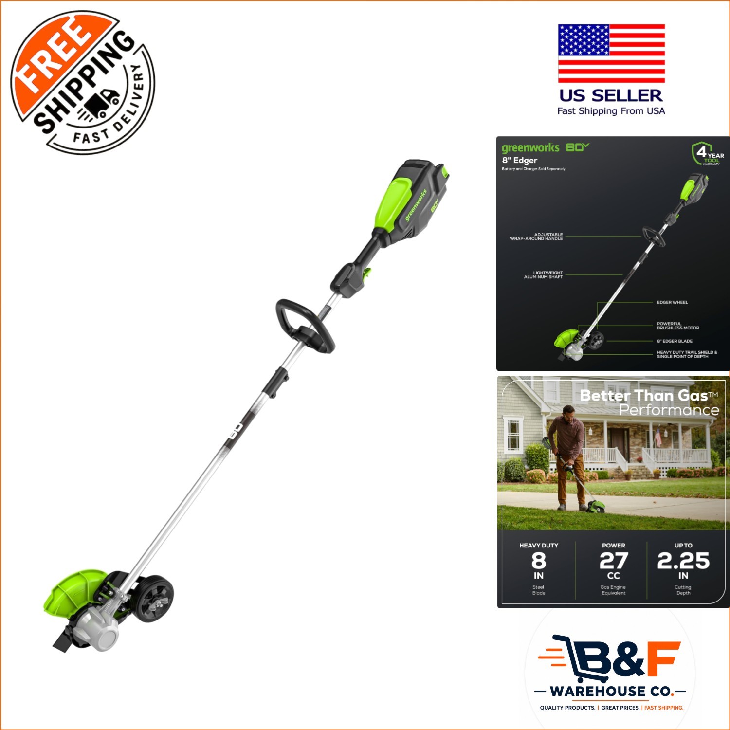 All-Terrain 80V Brushless Edger – 8” Blade – Battery and Charger Not Included