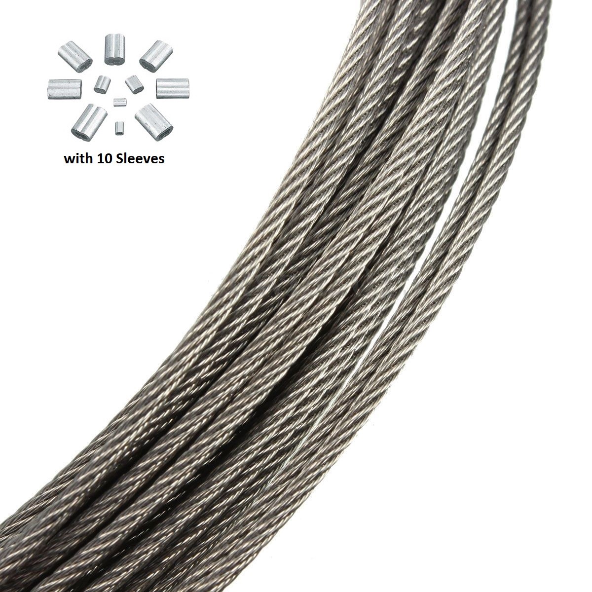 1/32″,1/16″,3/32″,1/8″ Stainless Steel 7×7 Cable Wire Rope 25′ 50’100′