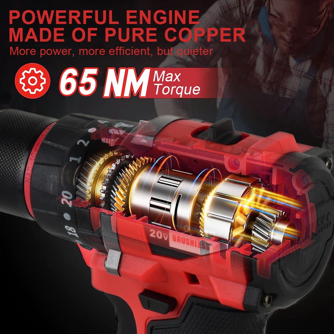 Cordless Brushless 3/8-inch Drill Driver for Milwaukee M18 18V Battery TOOL ONLY