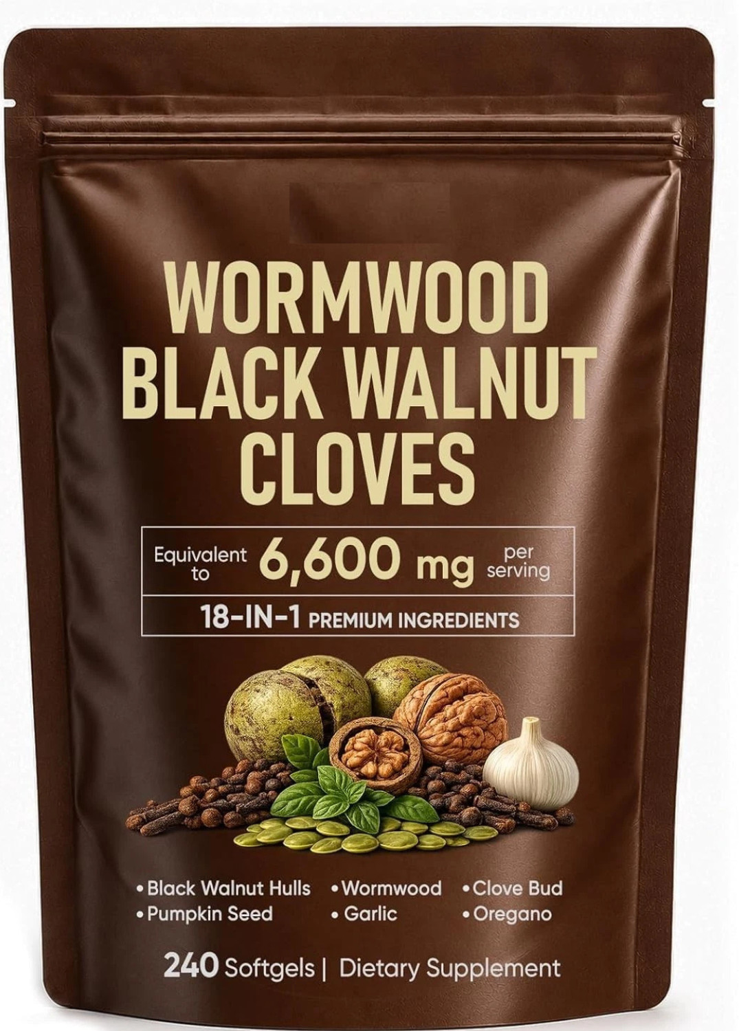 Holior 18-in-1 Black Walnut & Wormwood Herbal Blend for 240 Count (Pack of 1)