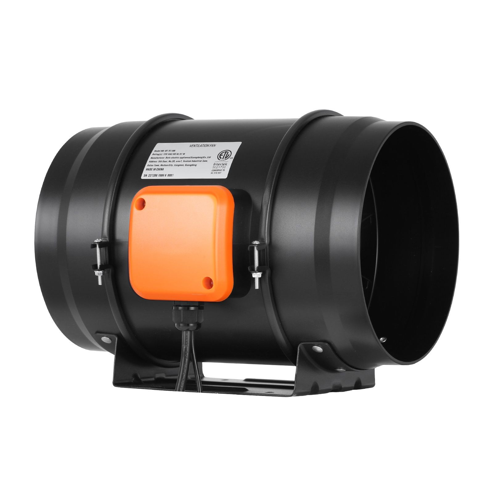 8-Inch 750 CFM Inline Duct Fan with Variable Speed, Quiet AC Motor