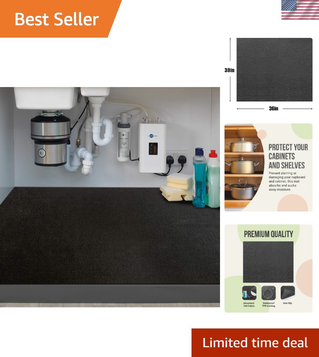 Reusable Waterproof Sink Mat 36×30 – Perfect Kitchen Drip Tray for Easy Clean-Up