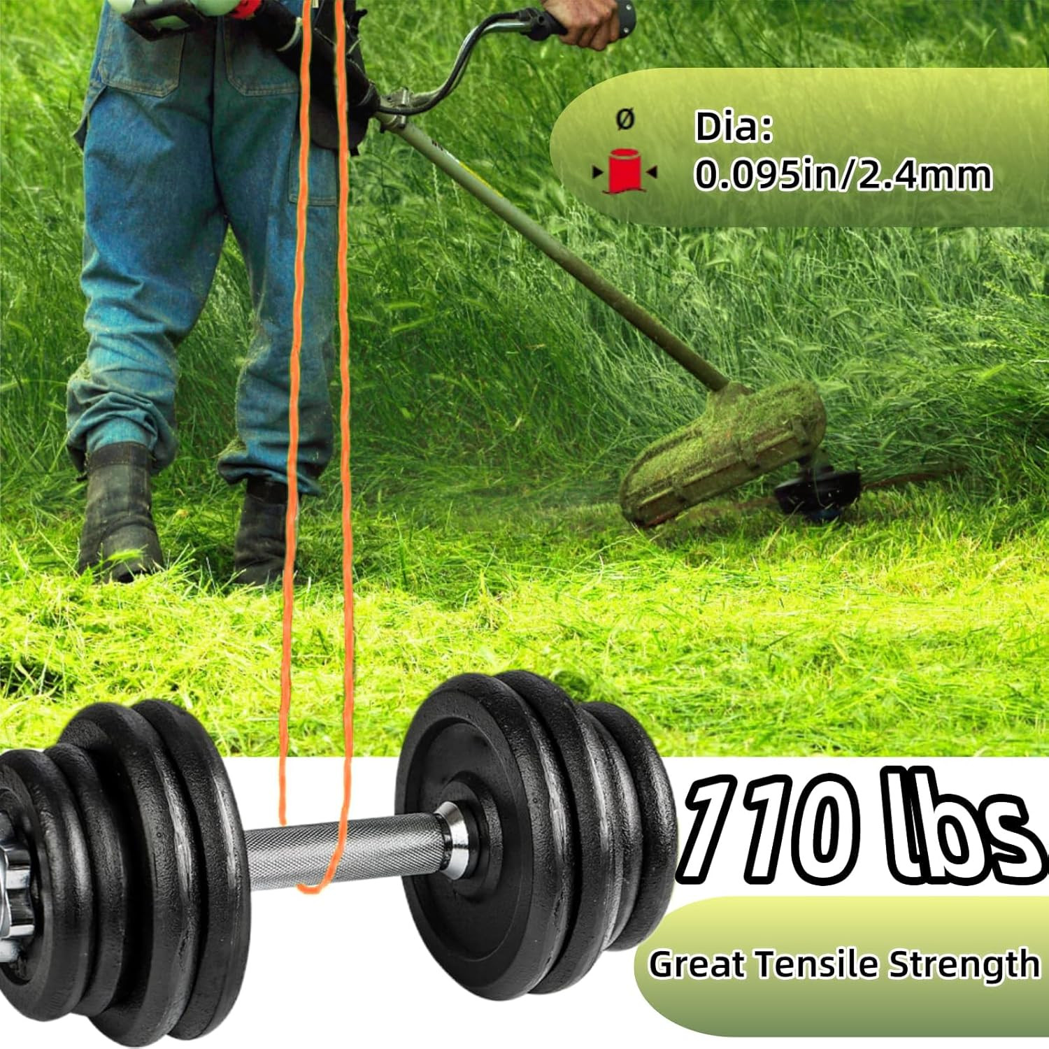 String Trimmer Line .095 0.5 LB Compatible with Ego String Trimmer 095 Weed Eate