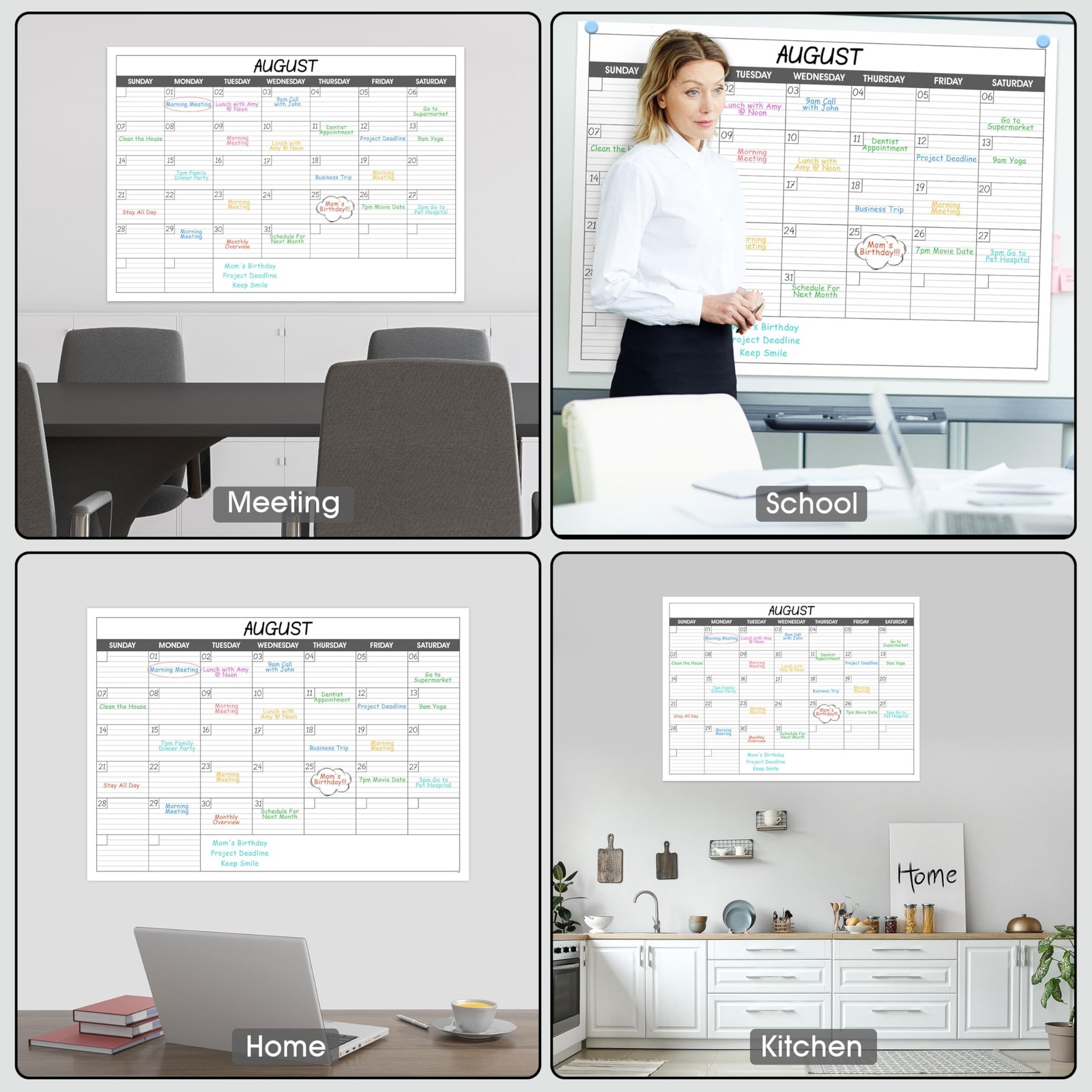 Large Dry Erase Calendar for Wall – Undated 1 Month Big Wall Calendar, 40″ x …