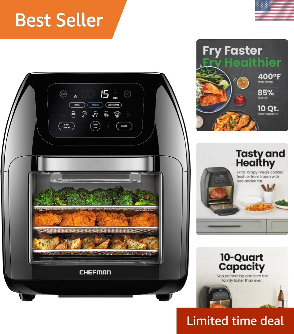 Healthy Cooking Made Easy: 10L Air Fryer with 17 Presets & Dishwasher Safe Parts