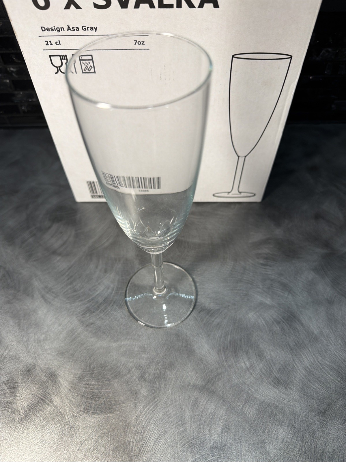 IKEA Swedish Champagne Flute Clear Glass 6 pack 500.151.22 Tall Slender Åsa Gray