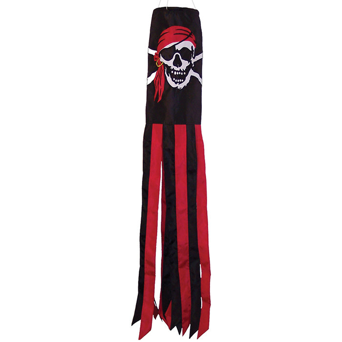 5ft Red Bandana Skull Windsock Long Super Shiny Pirate Windsock