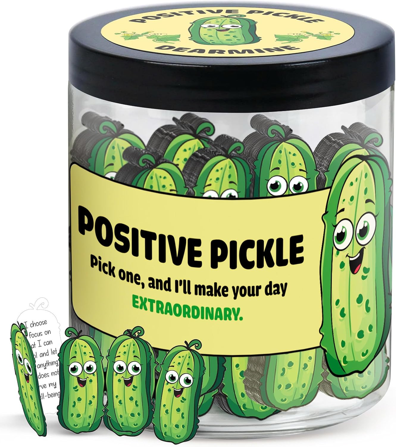 60 Positive Pickle Cards Jar, Birthday Gifts for Women, Teens, Adults, Back to S