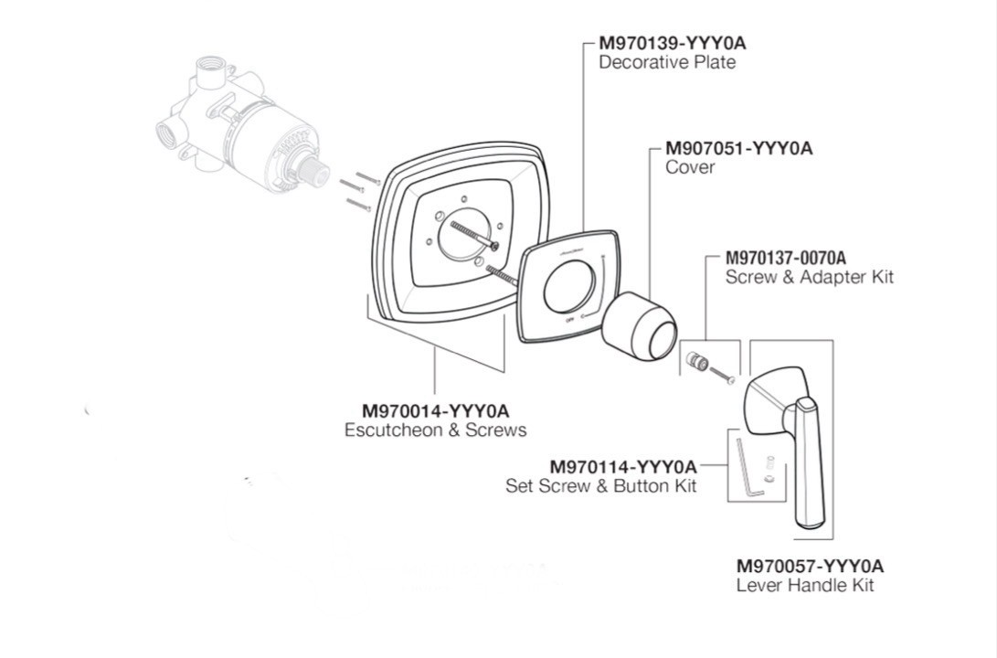 American Standard T018500.002 Edgemere Chrome Shower Valve Trim Kit (New) Qty-1