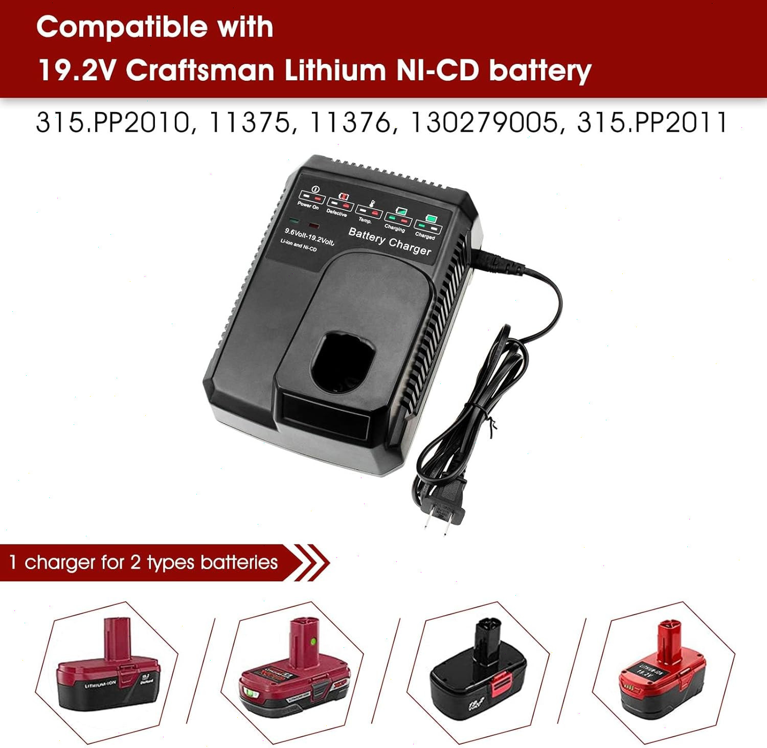 1~2Pack 19.2V For Craftsman 11375 Ni-MH New Battery C3 130279005 11376 130279003