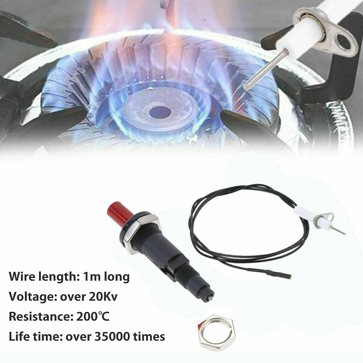 Universal Piezo Spark Ignition With Cable Push Button Igniter Gas Grill BBQ Oven