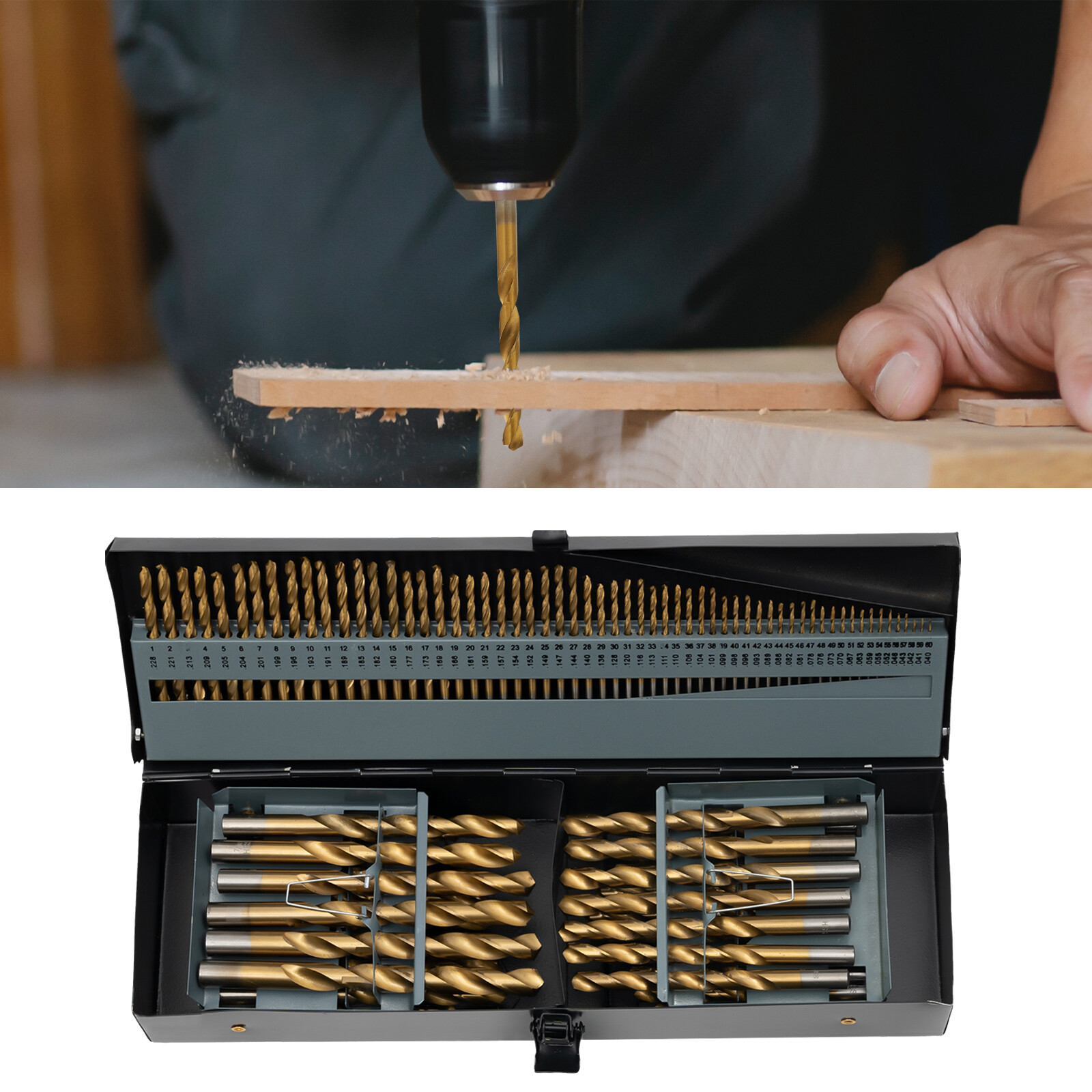115PCS Drill Bit Set Electric Drill Mount Spiral High Speed Drill Bit Set w/ Box