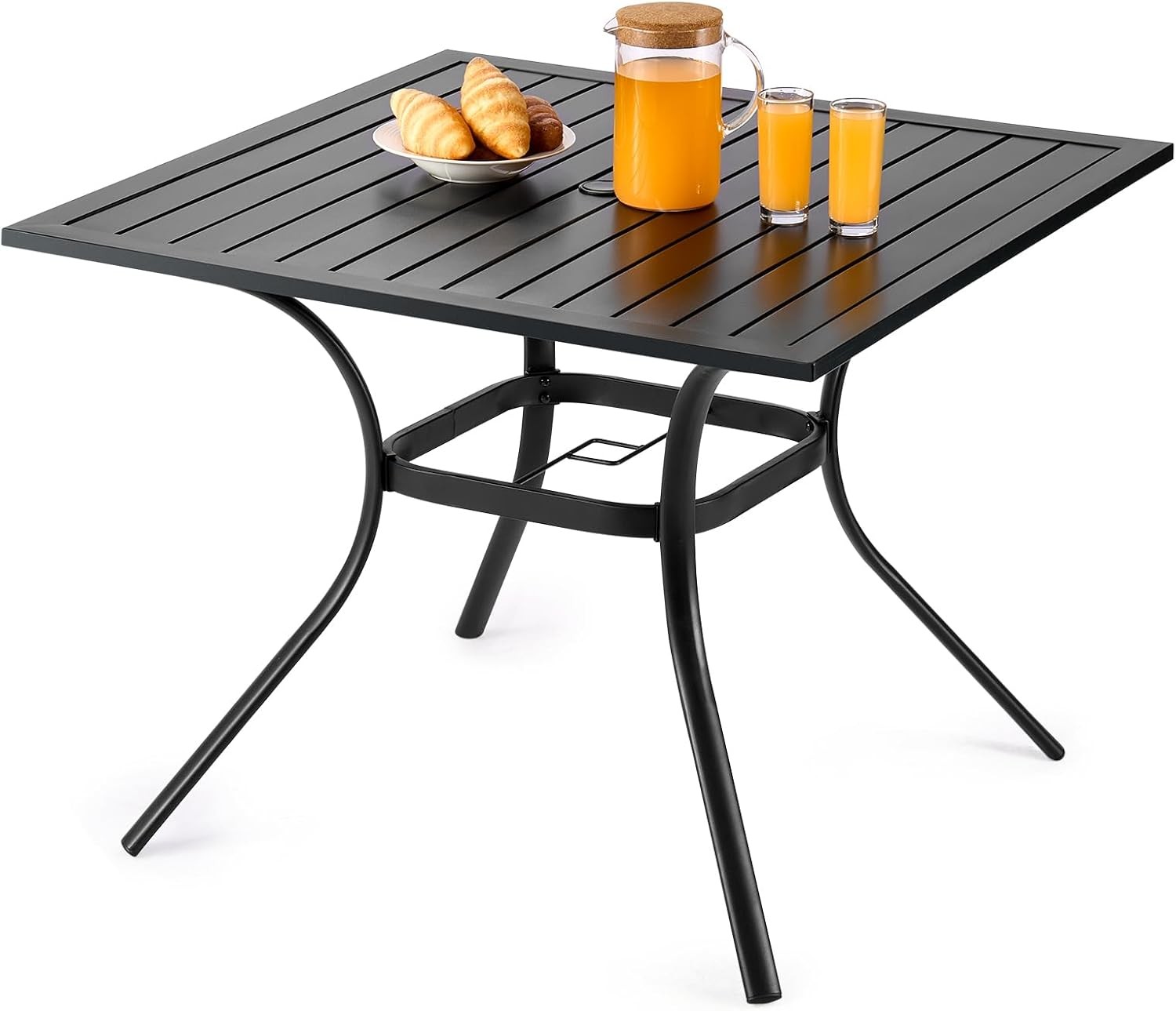 37″ Square Metal Steel Slat Outdoor Patio Dining Table