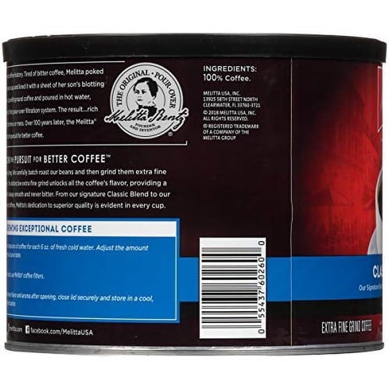 Melitta Classic Roast Caffeinated Canned Coffee, 22oz Can NEW
