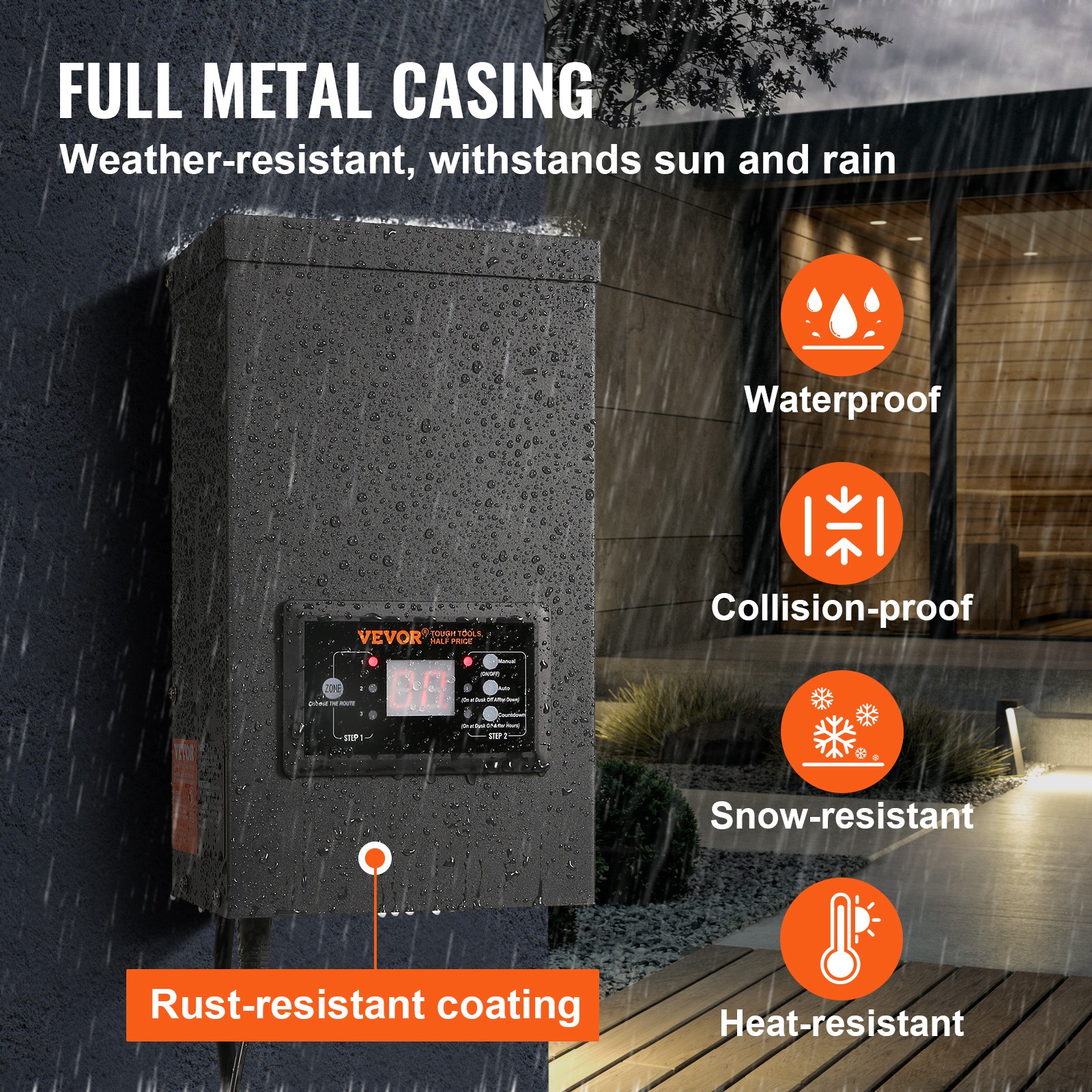 VEVOR 300W Low Voltage Landscape Transformer with Timer and Photocell Sensor