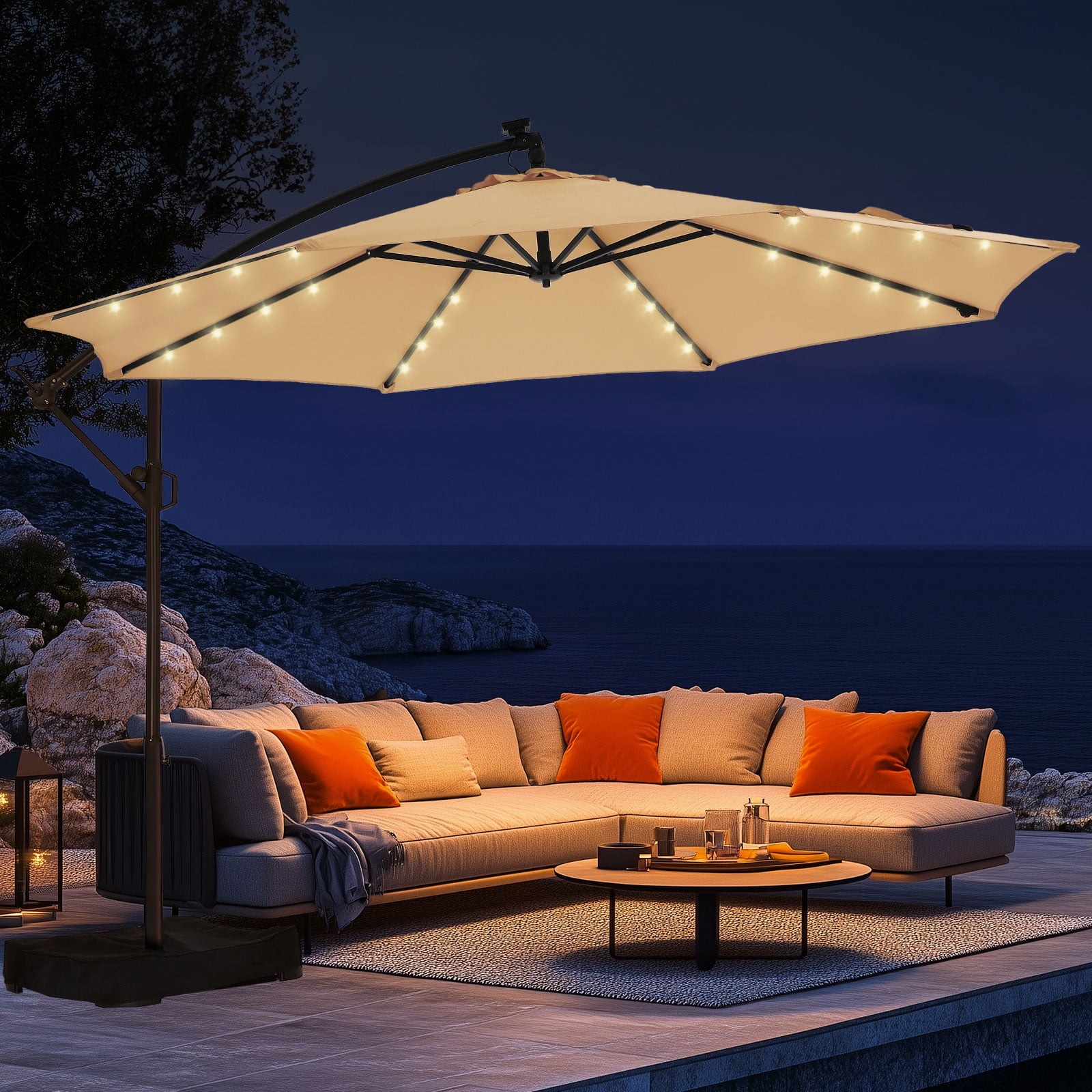 Patbrela 10ft Cantilever Patio Umbrella Offset Outdoor Umbrella with Infinite