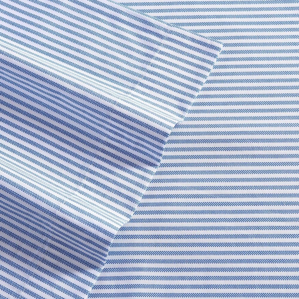 Twin XL Printed Pattern Percale Cotton Sheet Set Blue Stripe – Poppy