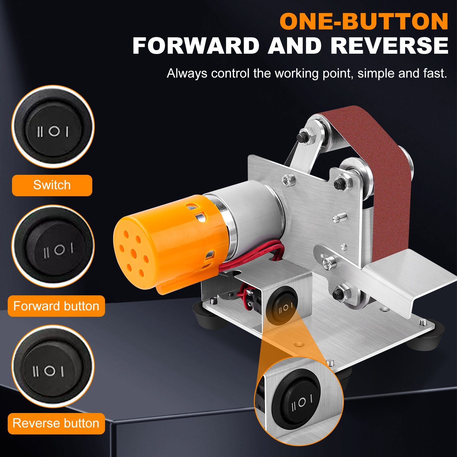 Mini Belt Sander Electric, 7-Speed, 15° Sharpener for DIY & Jewelry Making