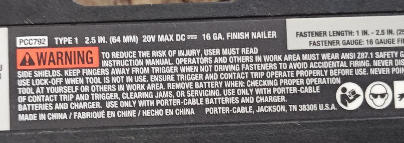 Porter Cable PCC792 20 Volt Max 2.5-in 16-Gauge Cordless Finish Nailer. Tested