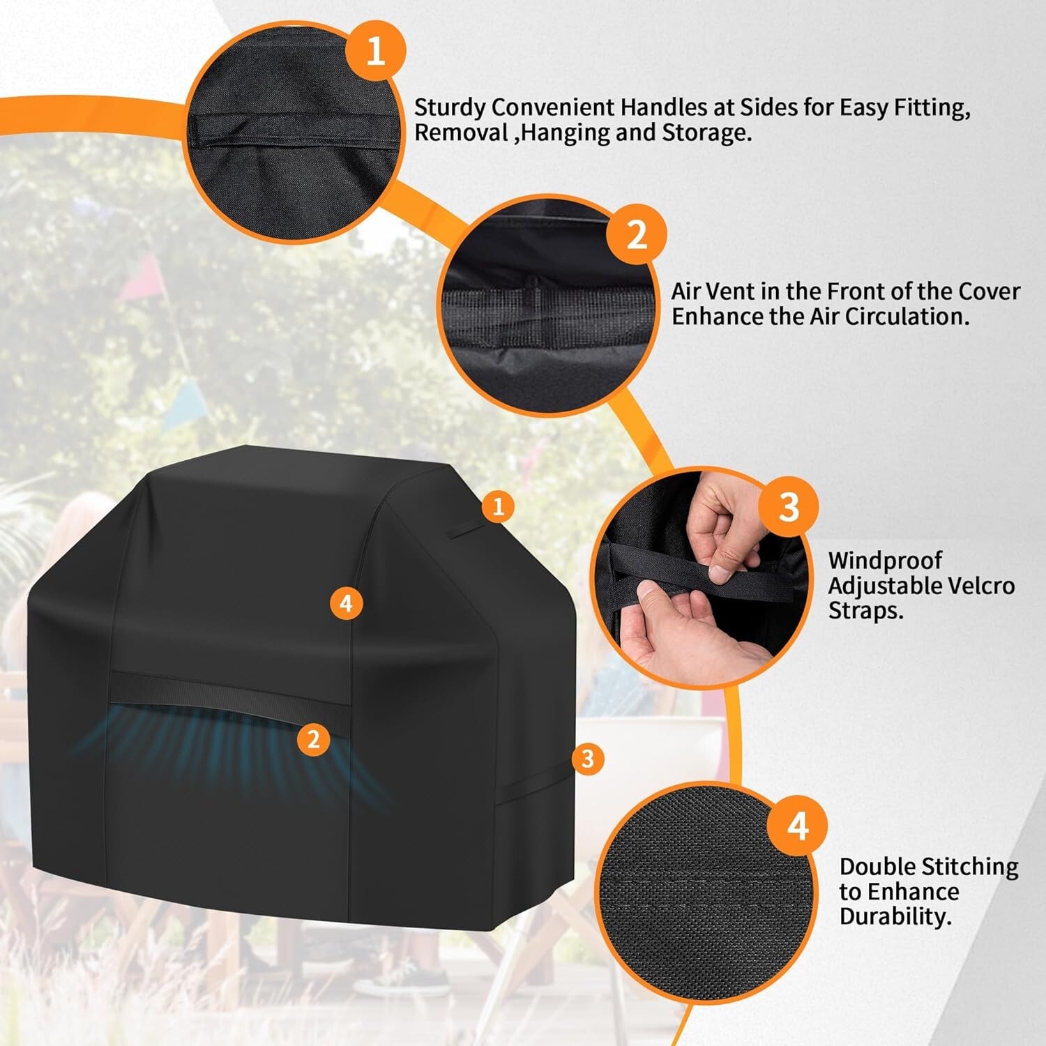 iCOVER 60in/65in/70in/82in BBQ Smoker Grill Cover,600D Canvas UV Fade Resistant