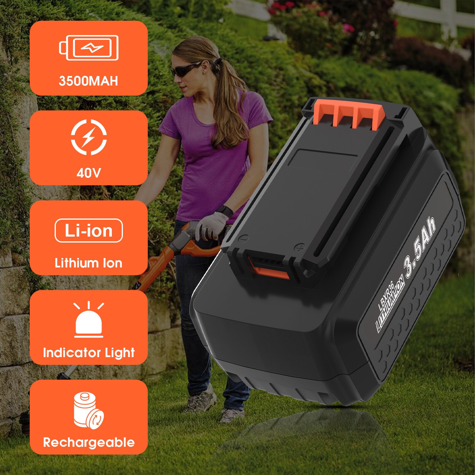 4.0AH 40Volt Lithium Battery/Charger For Black Decker 40 Volt Max LBXR36 LBX2040