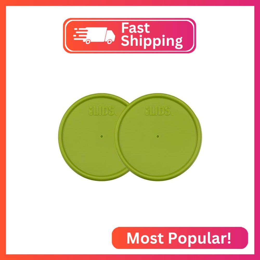 iLIDS Mason Jar Storage Lid, Wide Mouth, USA Made, Lime Green, Pack of 2