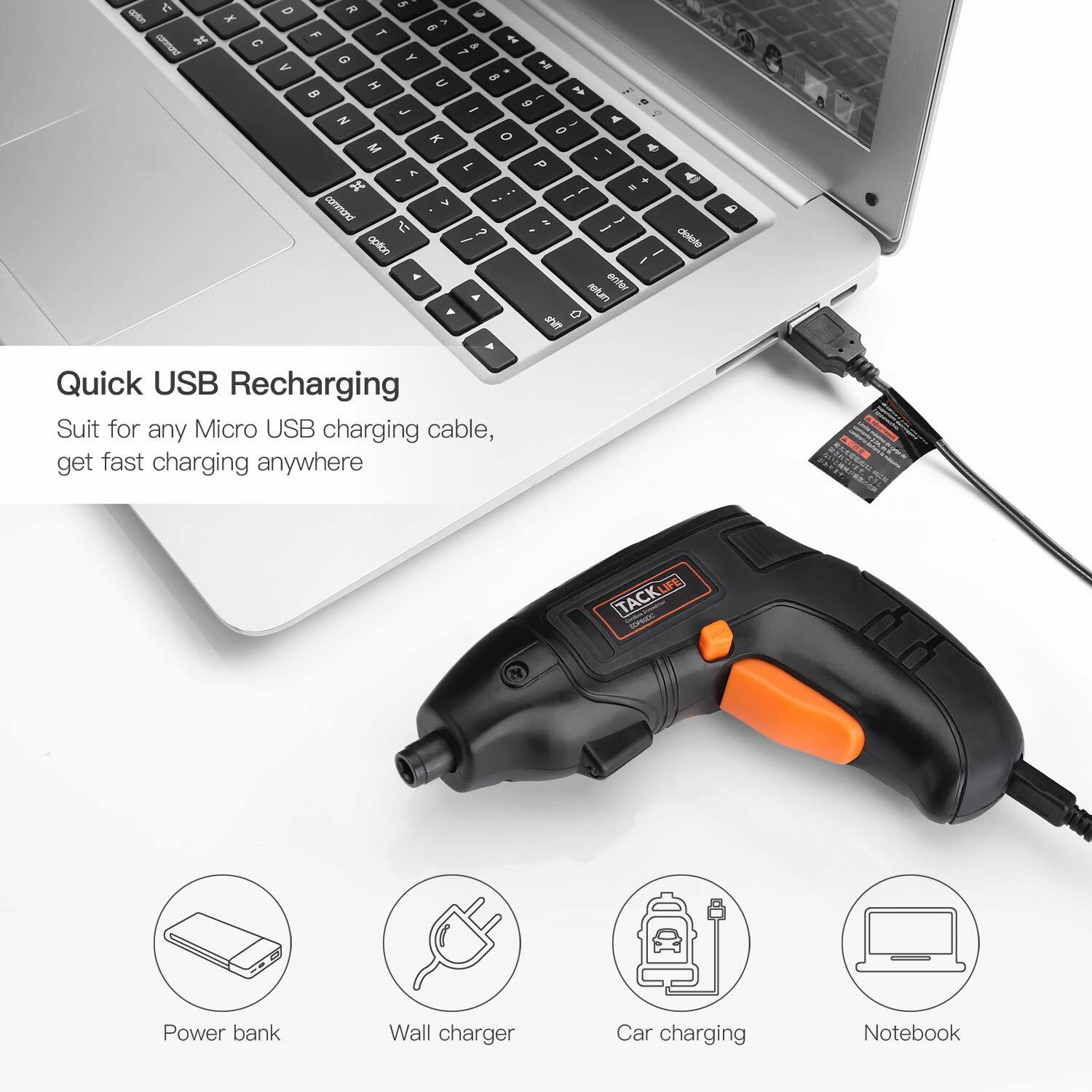 Electric Screwdriver, Tacklife Cordless Screwdriver Rechargeable 1500 mAh Li-on