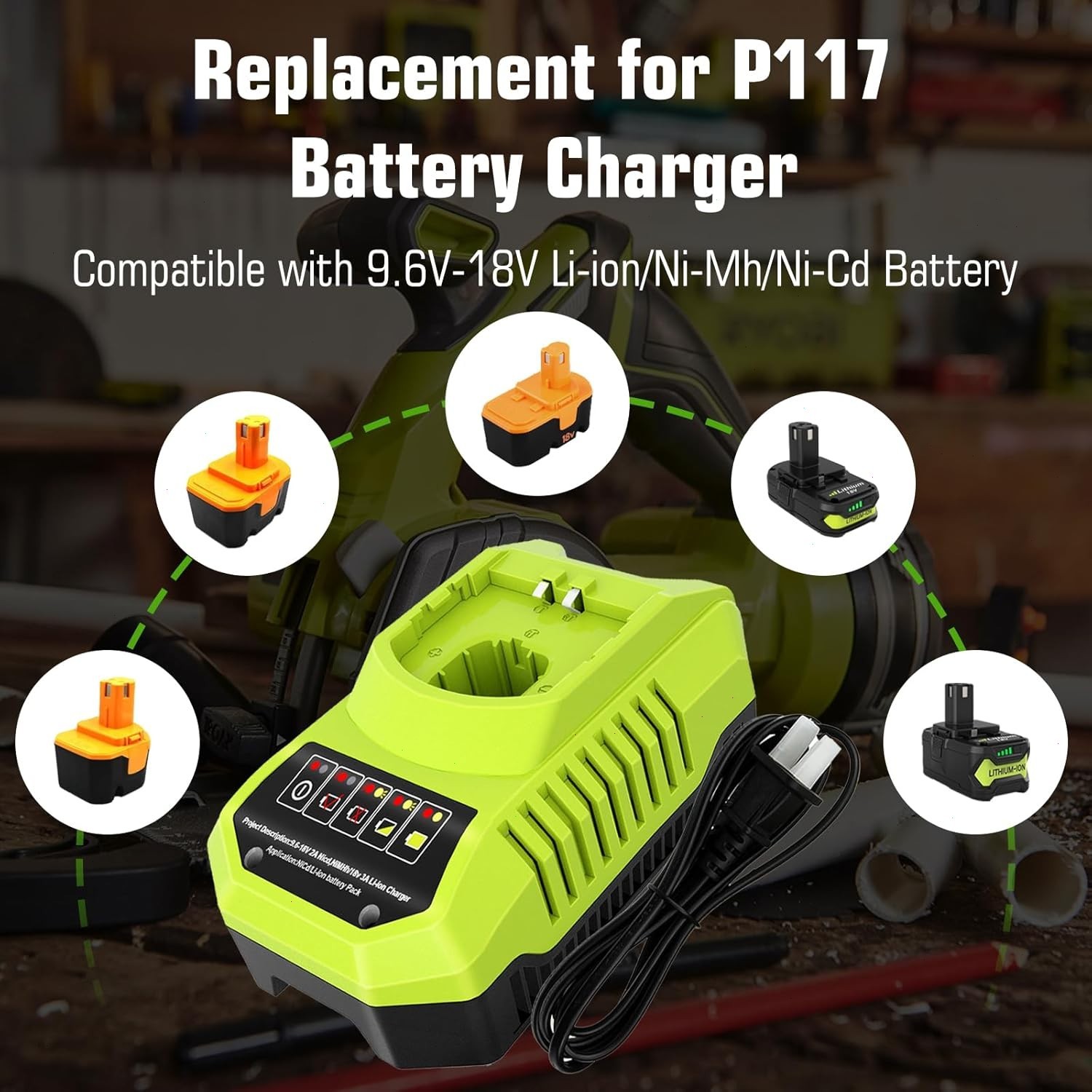 2PACK 2.0Ah For RYOBI 18V Battery /Charger One Plus High Capacity P109 Lithium