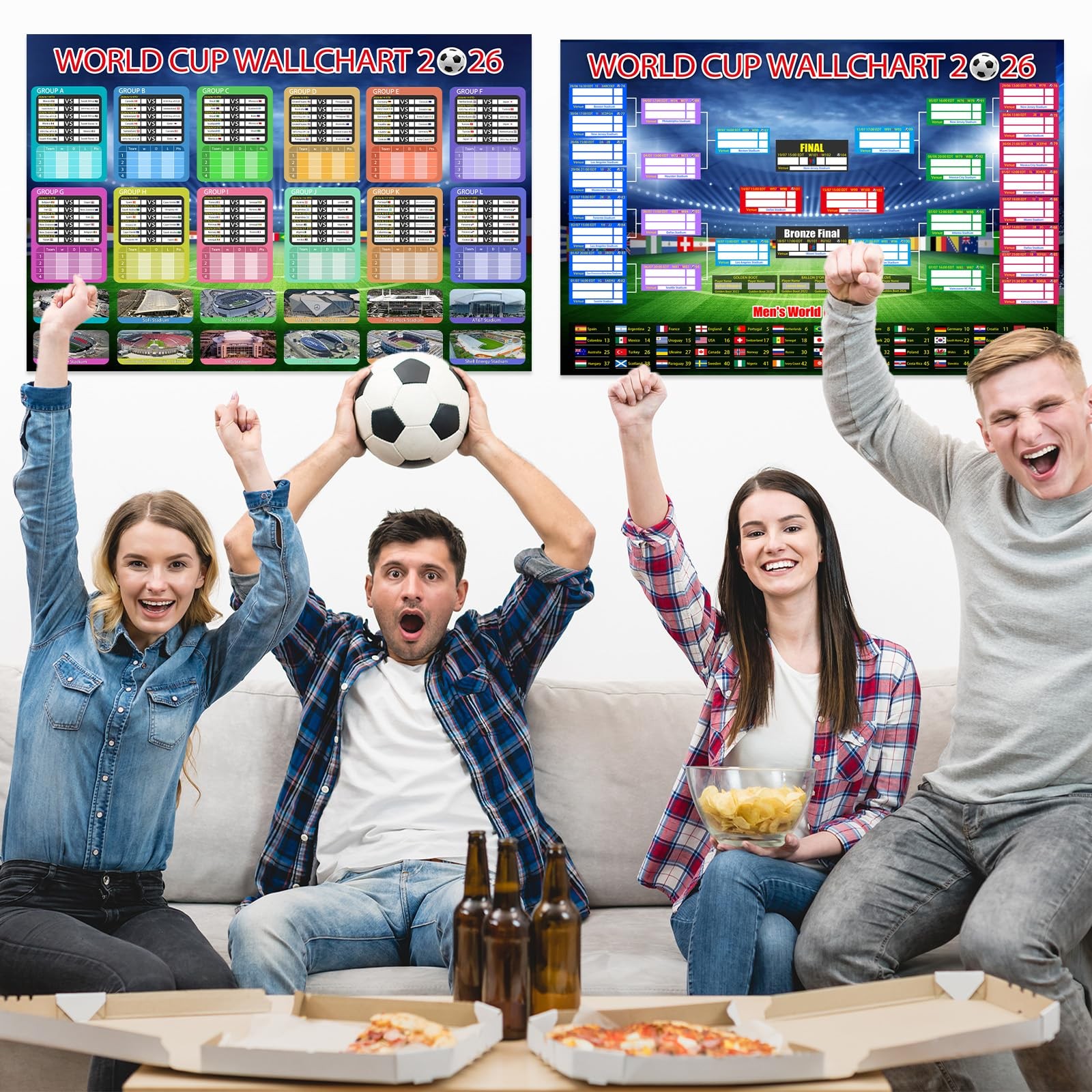 World Cup Poster 2026 Schedule Wall Chart Soccer Decor