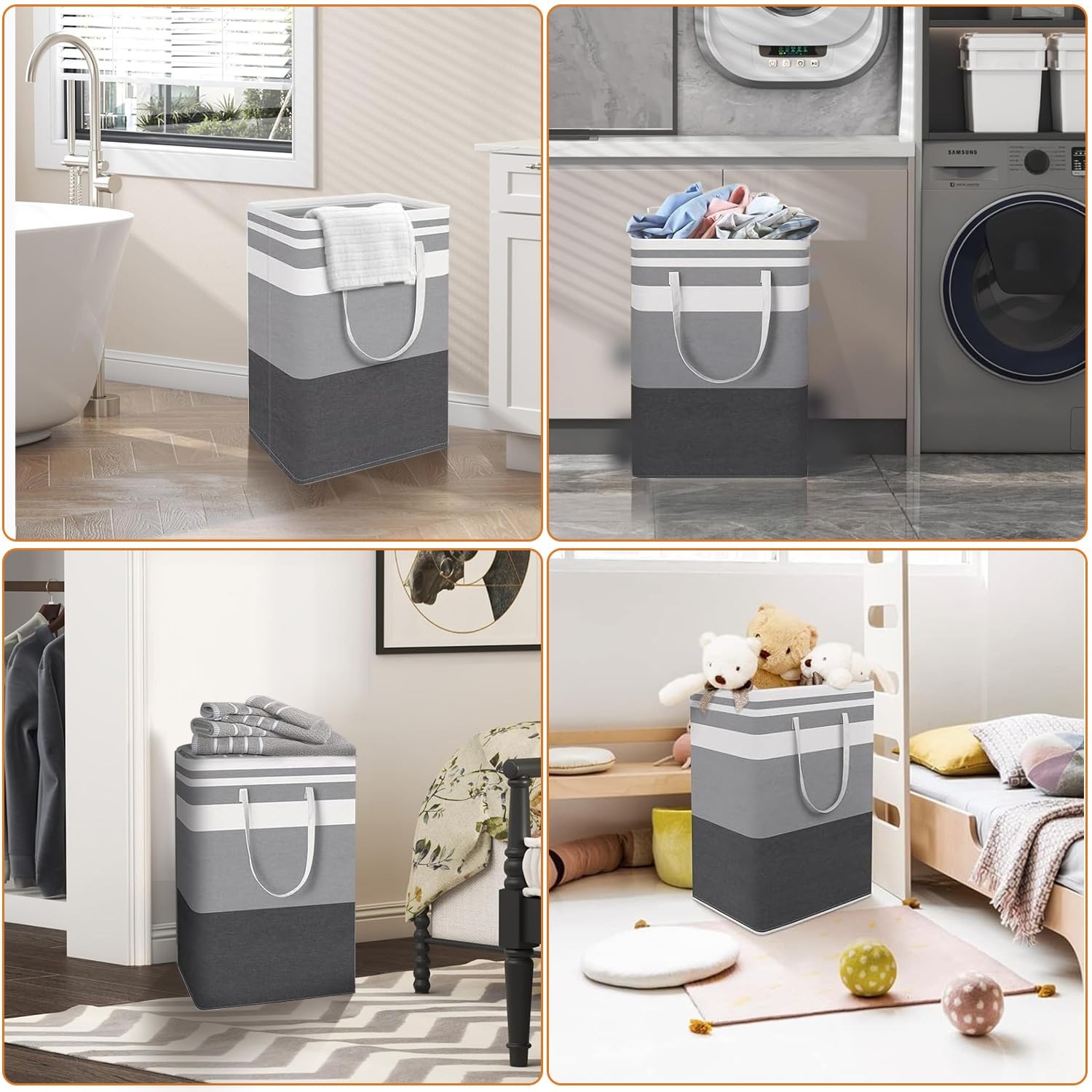 2-Pack Large Collapsible Laundry Baskets – 75L Freestanding Waterproof Hamper…