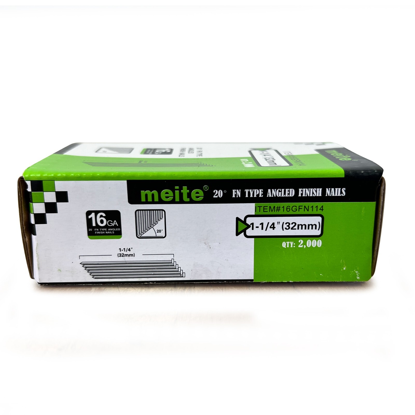 meite 16 Gauge 20-Degree 1-1/4-Inch Length Angled Finish Nails 2,000 PCS/BOX