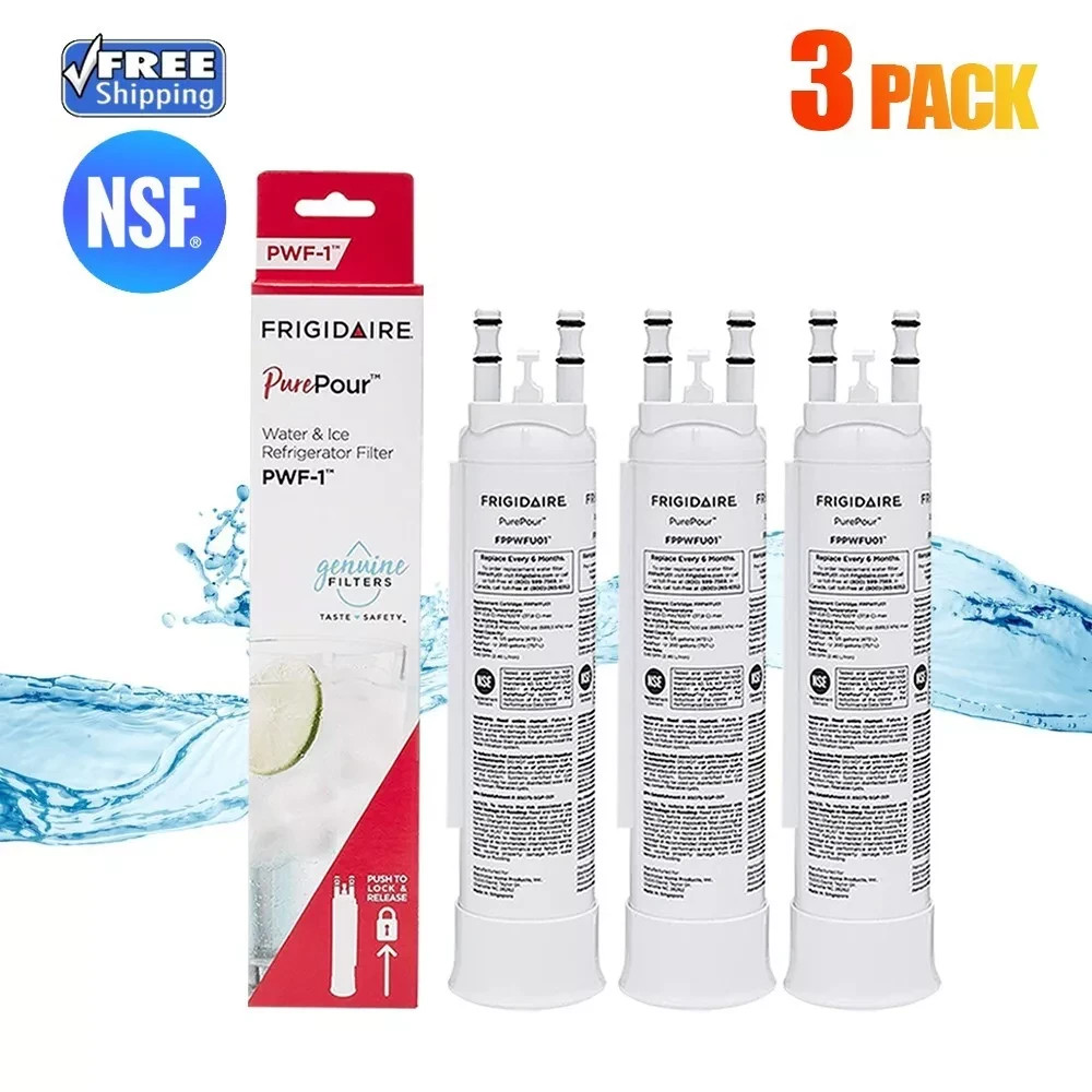 3 Pack Frigidaire FPPWFU01 PWF-1 Refrige PurePour Water &Ice Filter US NEW
