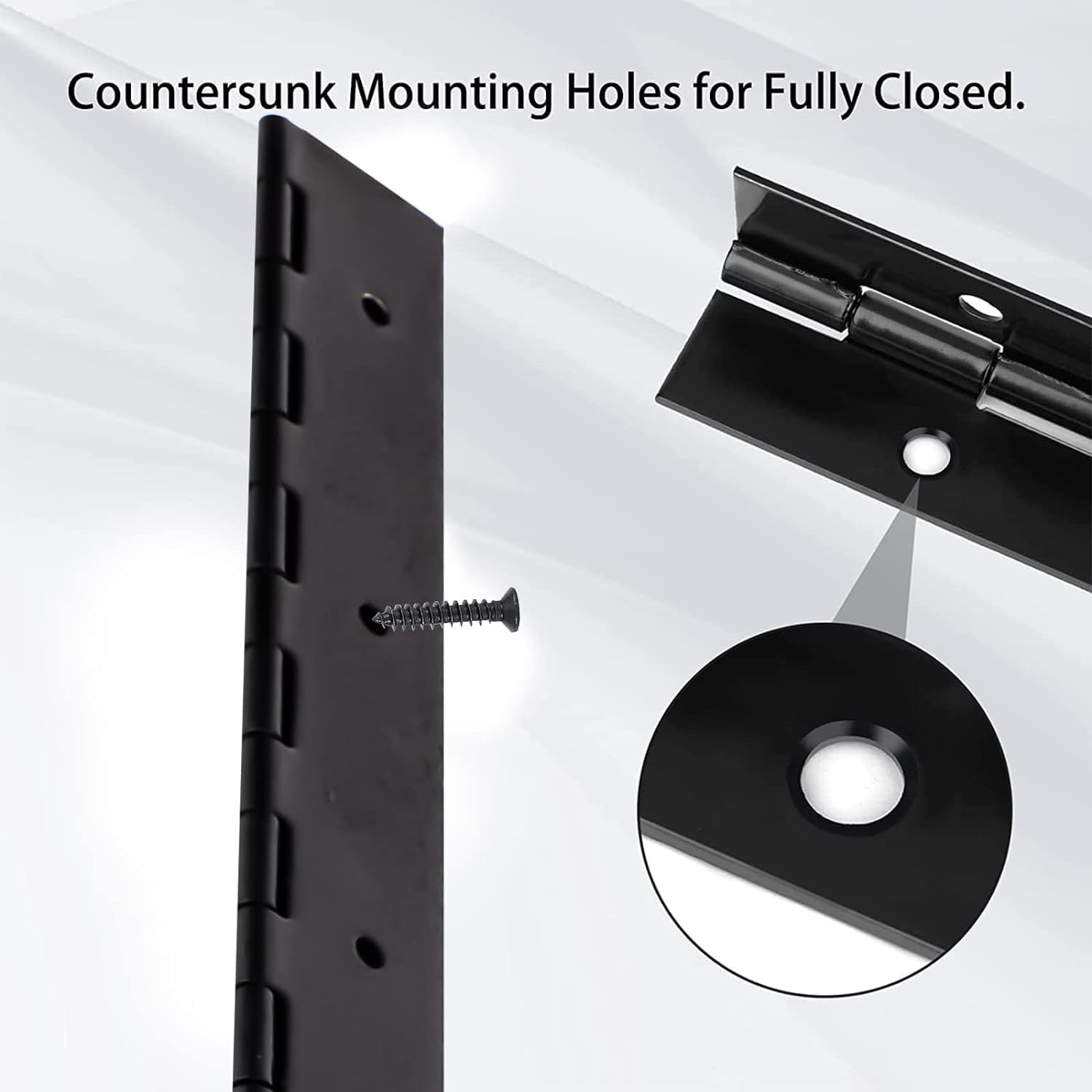 Black Stainless Steel Piano Continuous Hinges 0.05 Thick 10×2 Inch 2 PCS