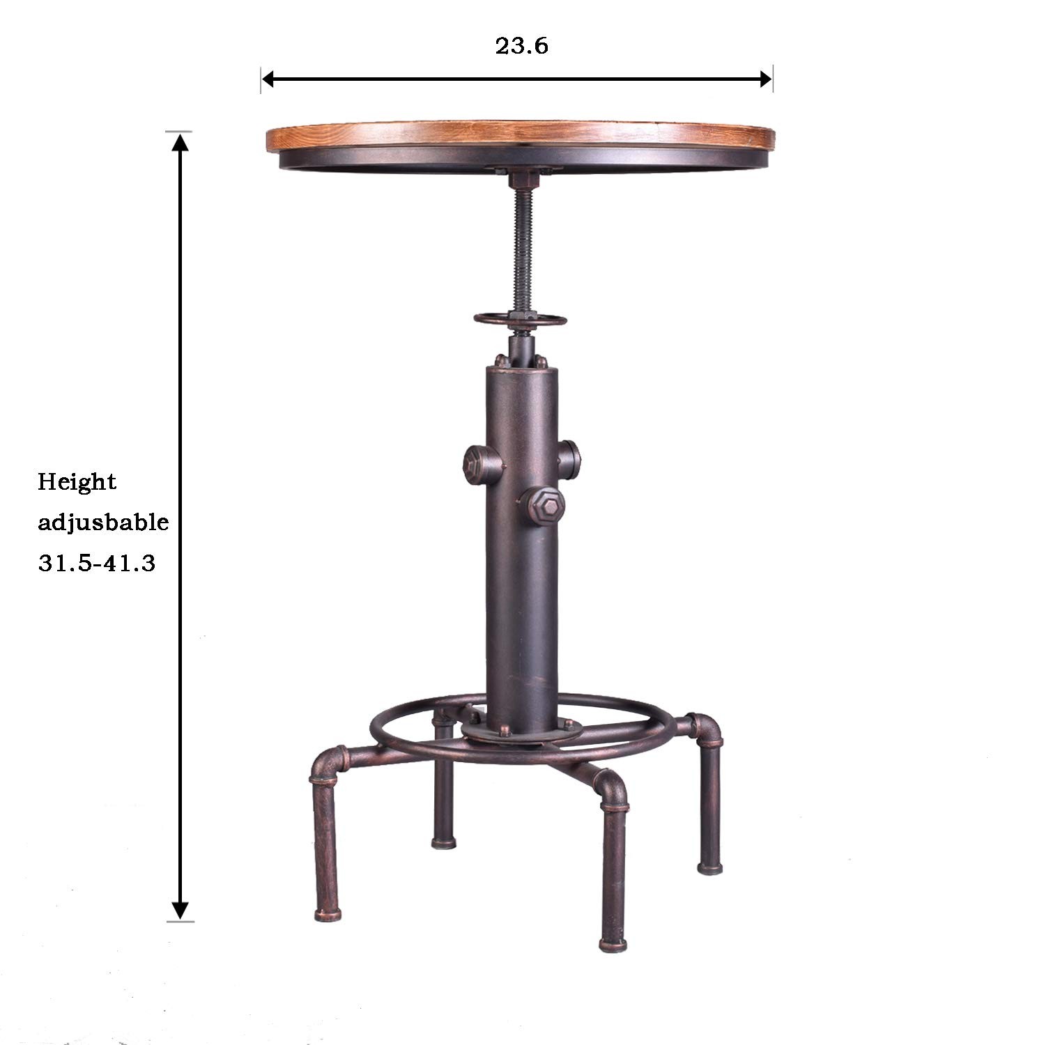 Topower Industrial Bar Table 31.5-41.3″ Adjustable Pub Table Kitchen Dining C…