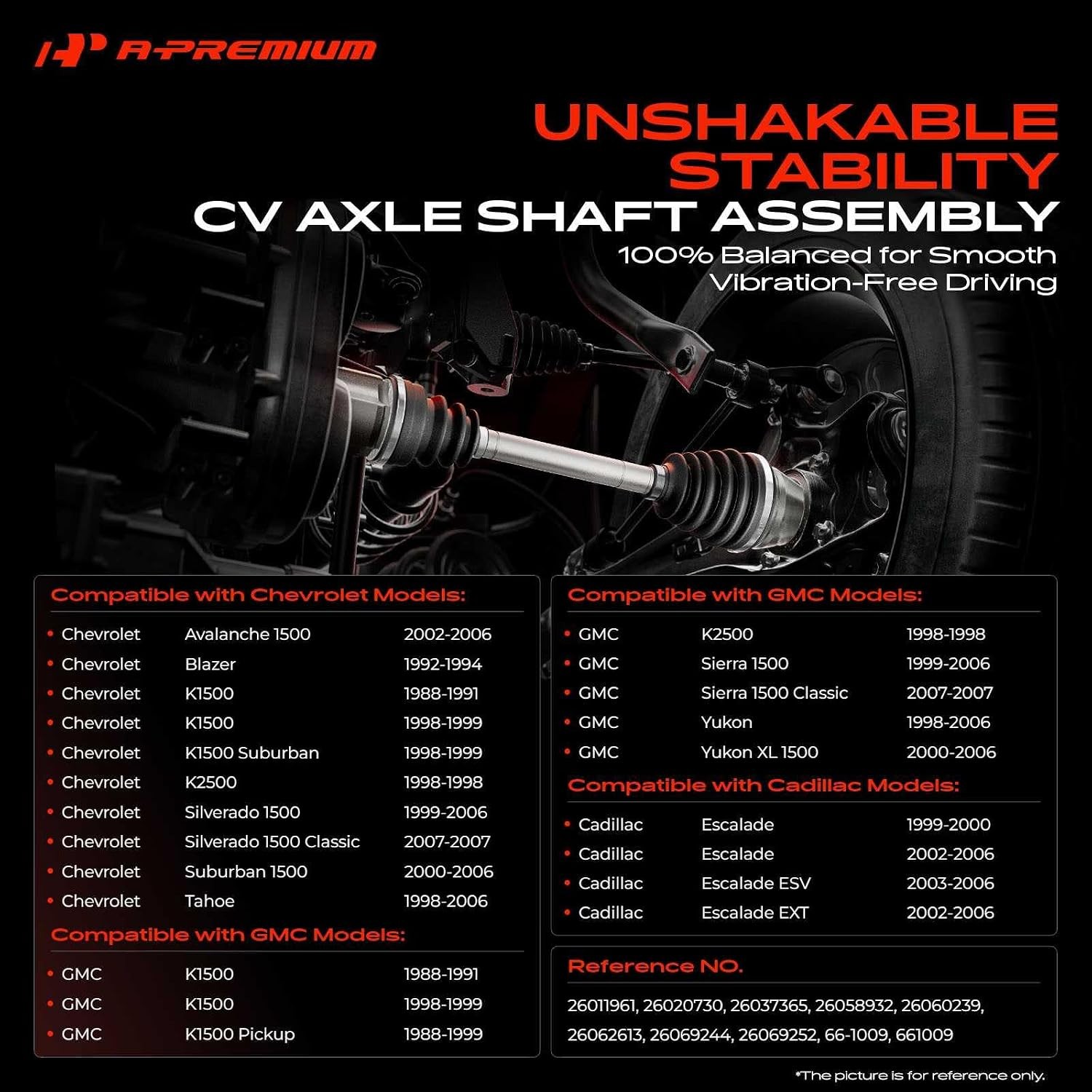 CV Axle Shaft Assembly Compatible with Cadillac Front Driver or Passenger Side