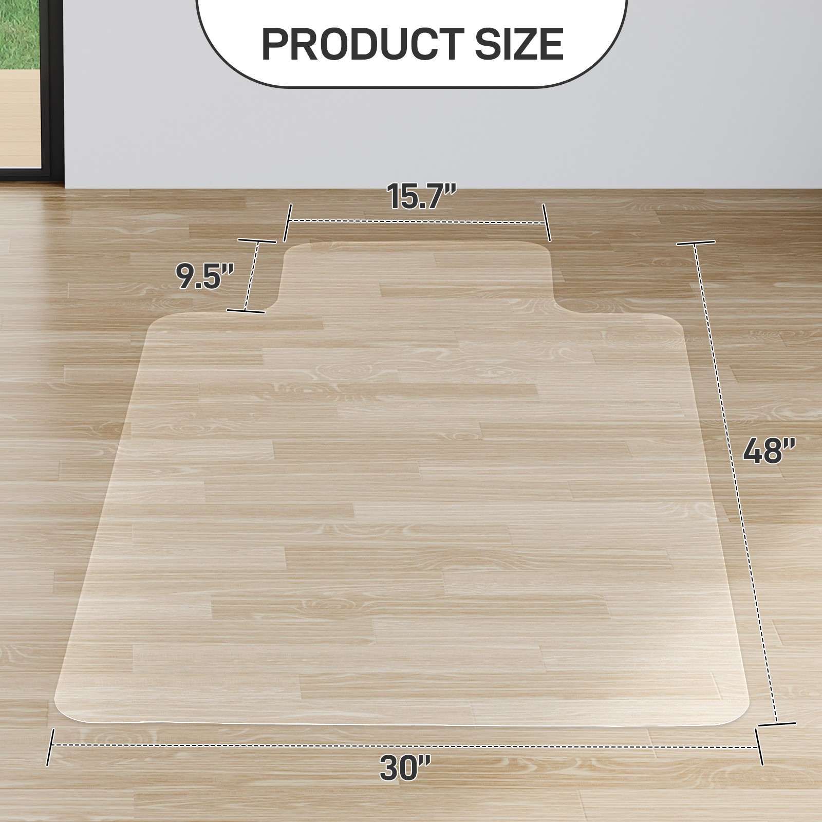 30×48 Clear Frosted Desk Chair Mat, 0.08 Inch Thick PVC Floor Guard for Hardwood