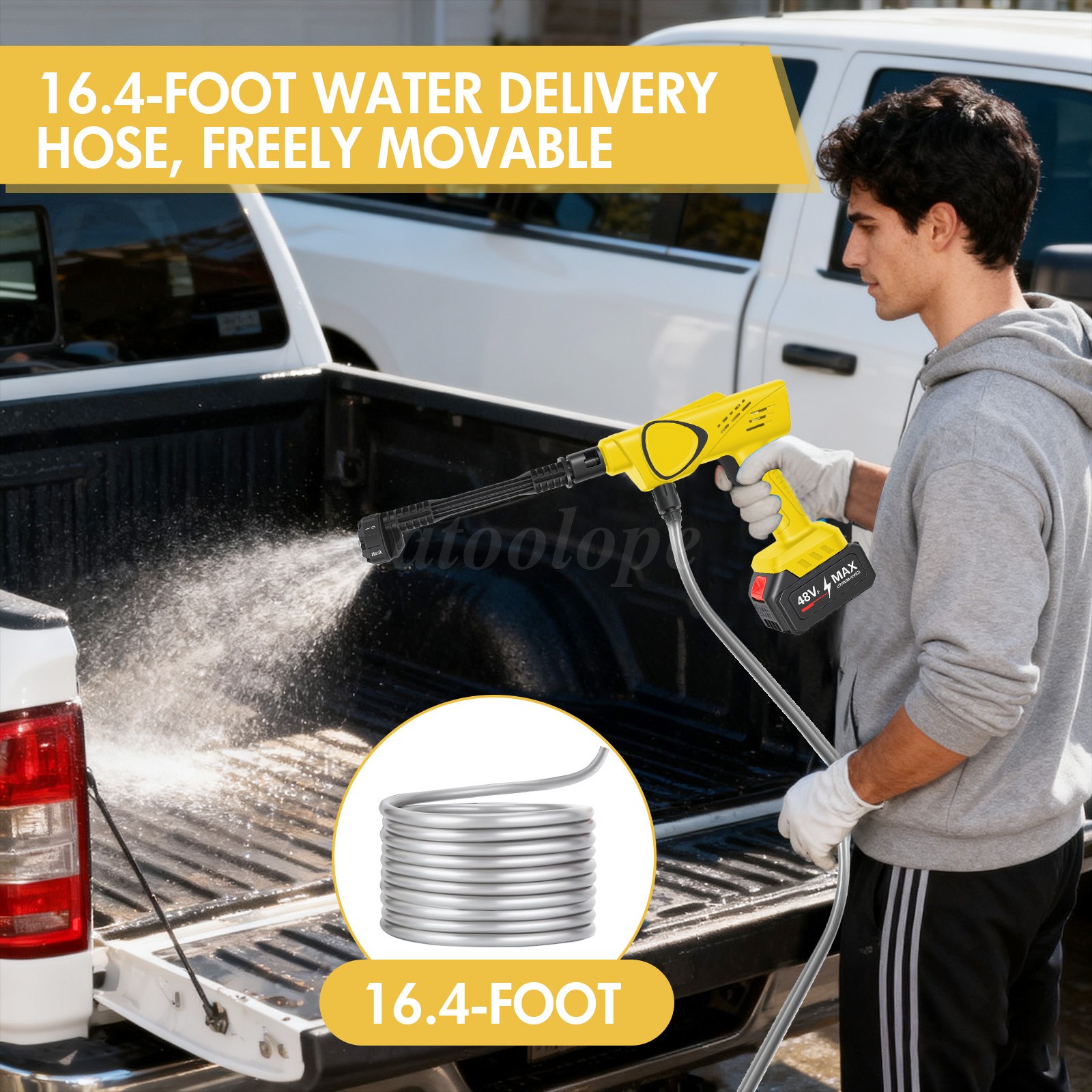 Cordless Pressure Washer for Dewalt 21V Battery 970 PSI Portable Handheld Power
