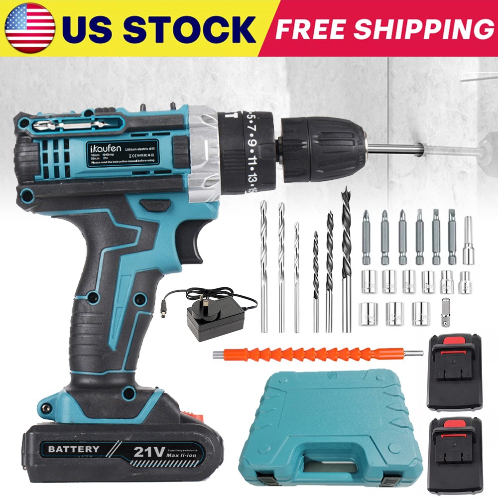 Electric Drill Cordless Set Equipped With 2 Battery Tool Box For Home RepairB2