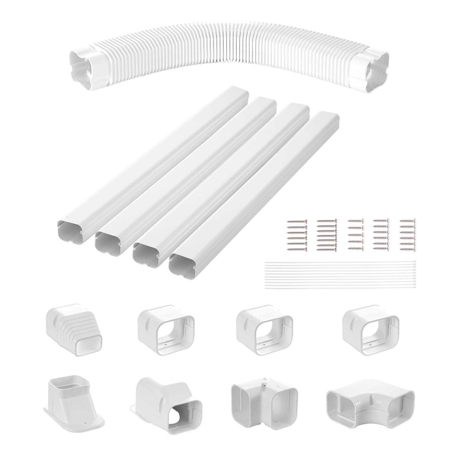 VEVOR 3″ W 17.6Ft Line Set Cover Kit For Mini Split/Central Air Conditioner PVC