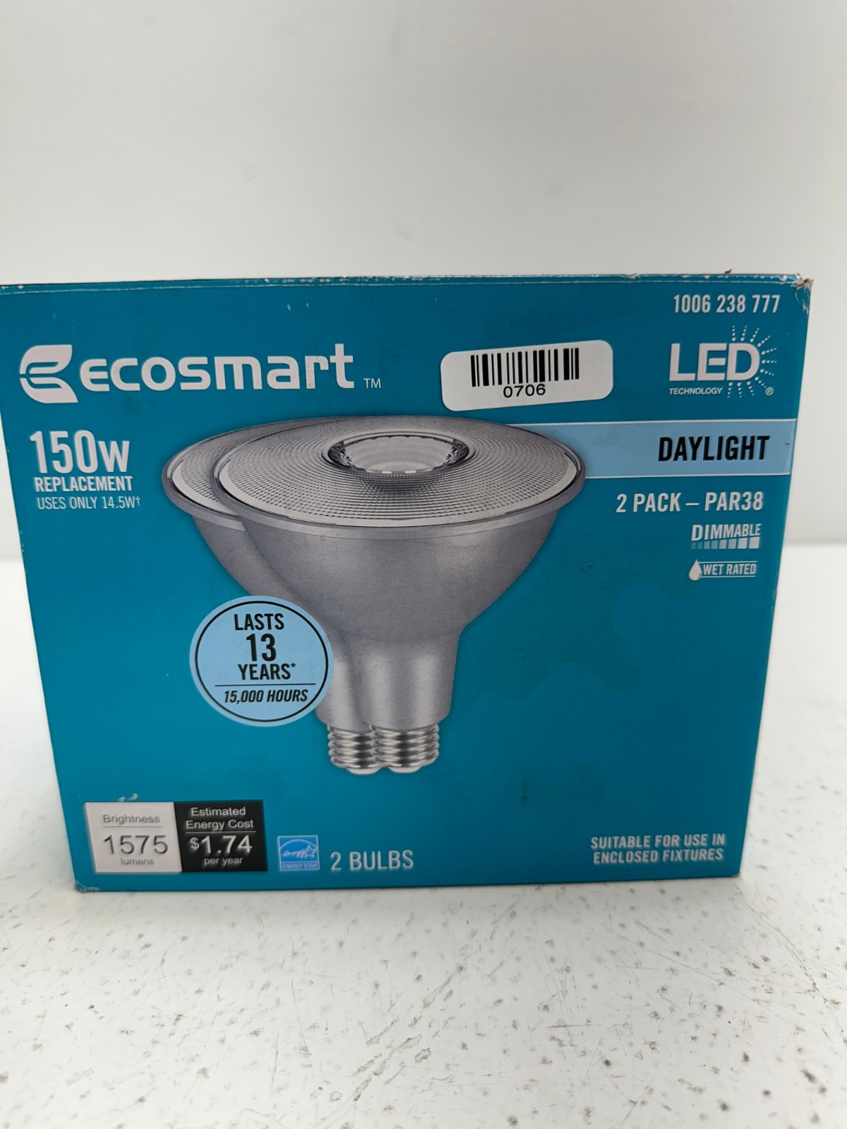 EcoSmart 150W Replacement LED Flood Light Bulbs 1575 Lumens Daylight PAR38 2Pack