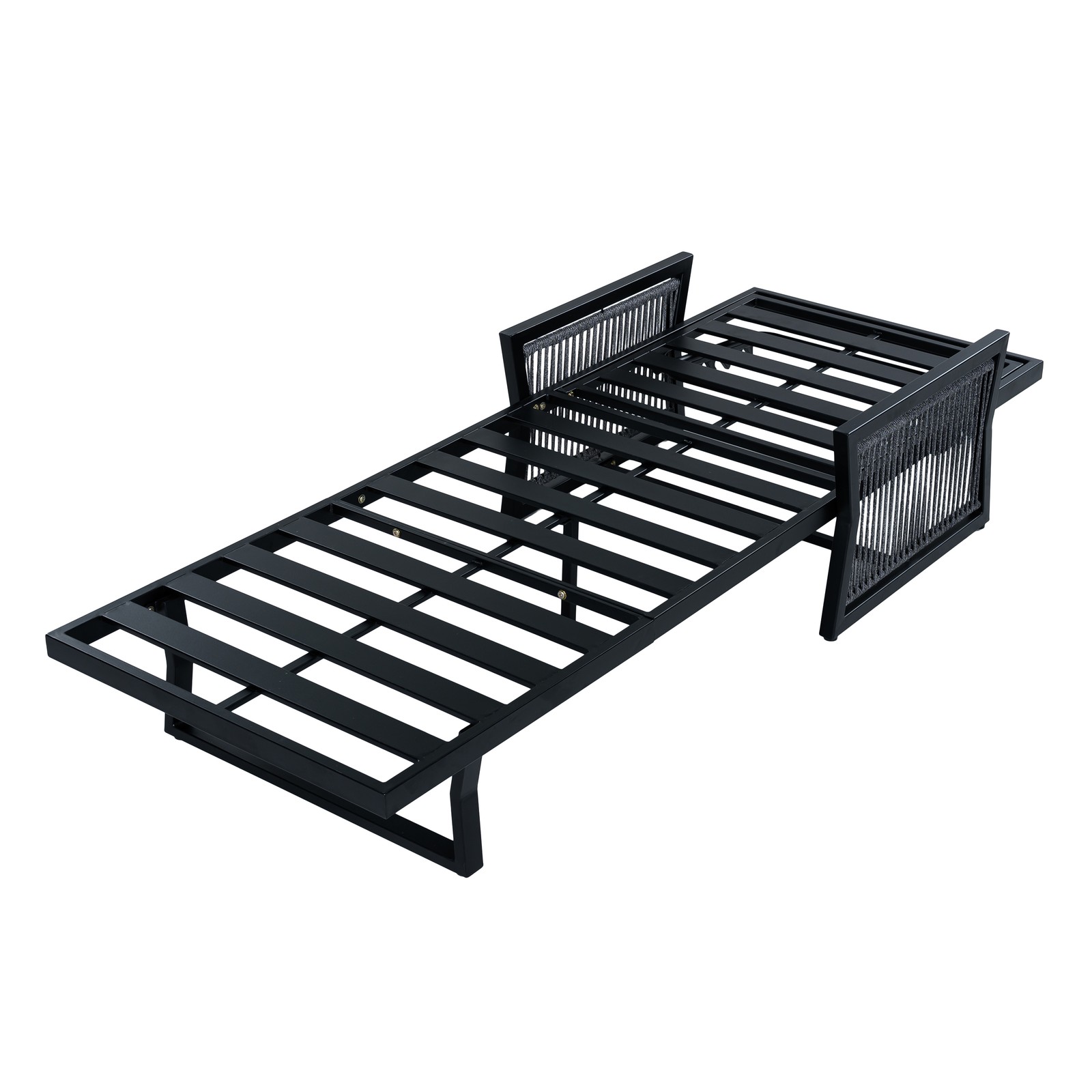 All-Black Chaise Lounge with 4″ Thick Dark Grey Cushion, 400 LBS Capacity