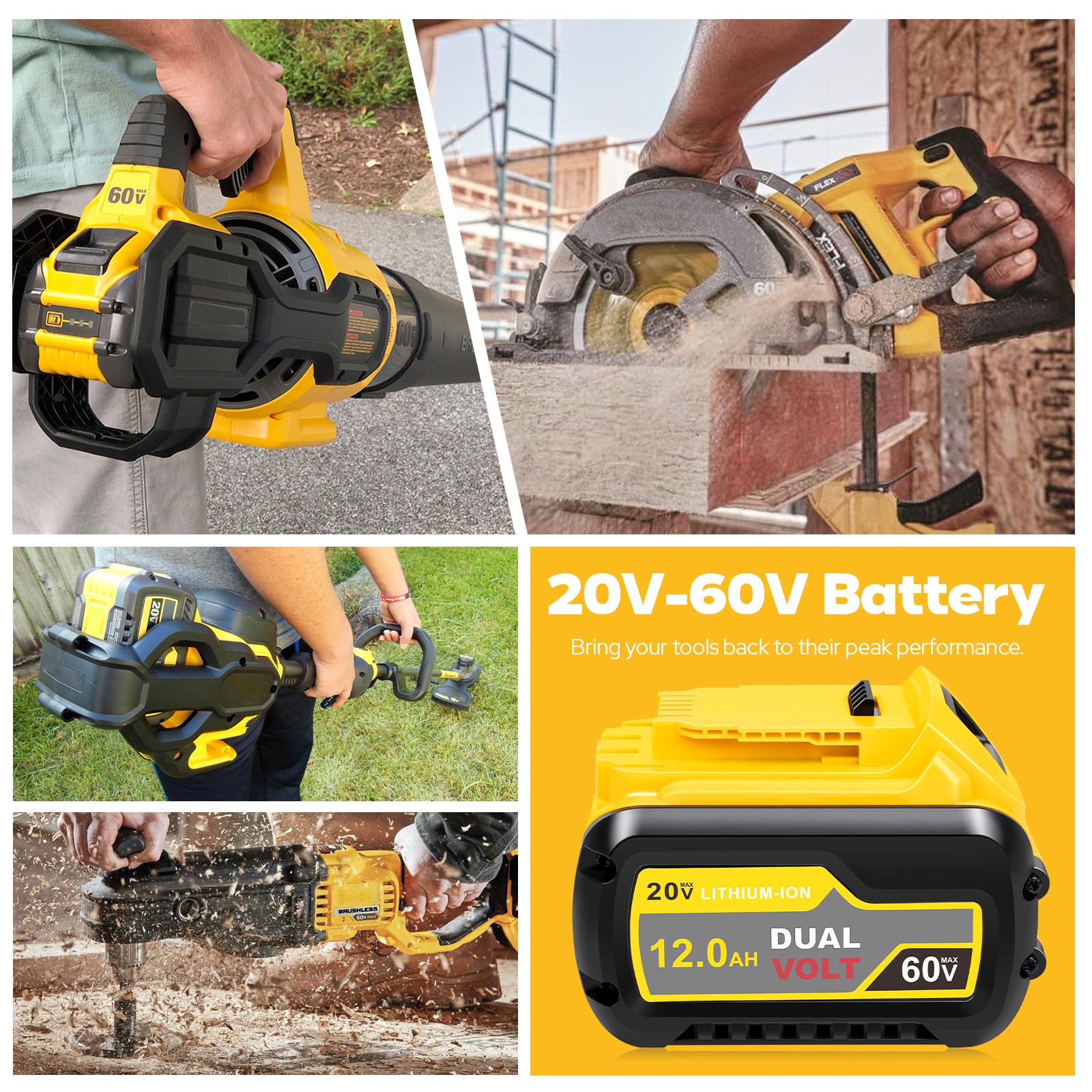12Ah Battery For DeWalt FLEXVOLT 20V 60V Max DCB206 DCB204 DCB609 DCB606 DCB612