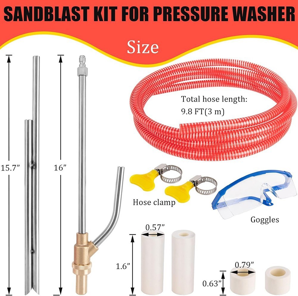 Pressure Washer Sandblasting Kit 5000 PSI Wet Abrasive Sandblaster Attachment…
