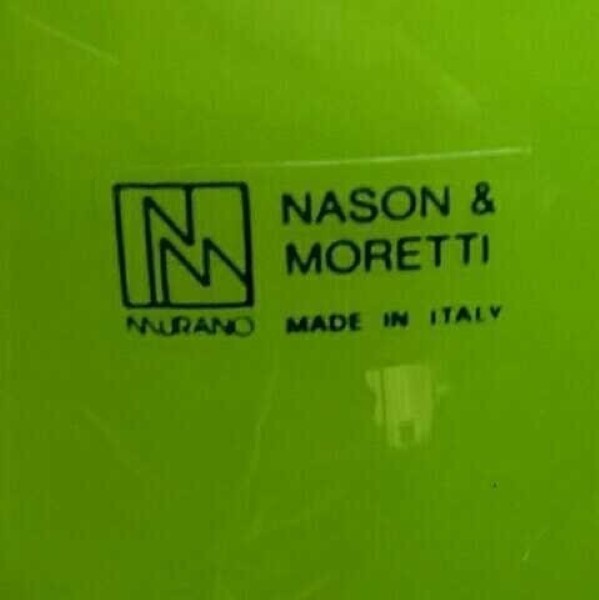 Murano Glass Nason Moretti Flower Vase Green Interior Handmade 16.1″/41cm