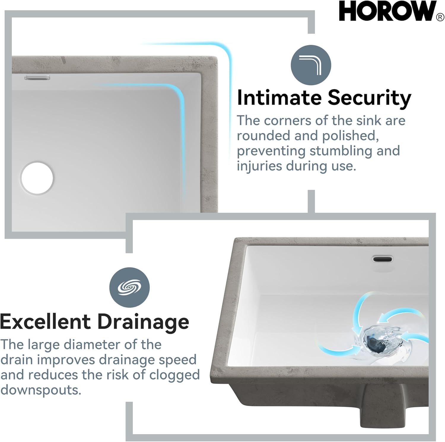 24” Rectrangle Undermount Vitreous Ceramic Lavatory Vanity Bathroom Sink White